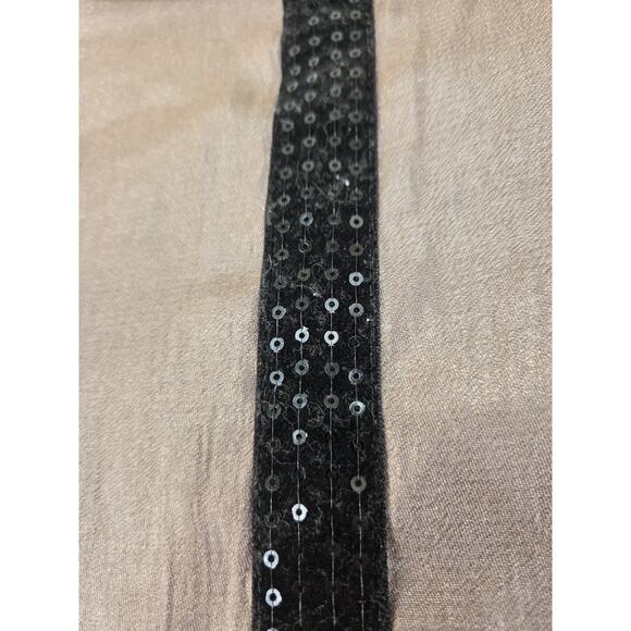 IC By Connie K Elegant Glittery Brown Sequin Trim Asymmetrical Blouse Size Small - Picture 11 of 14